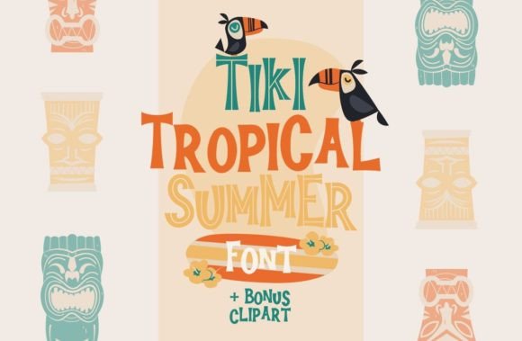 Tiki Tropical Summer: A Mid-Century Retro Font Duo for Bold Brand Identities